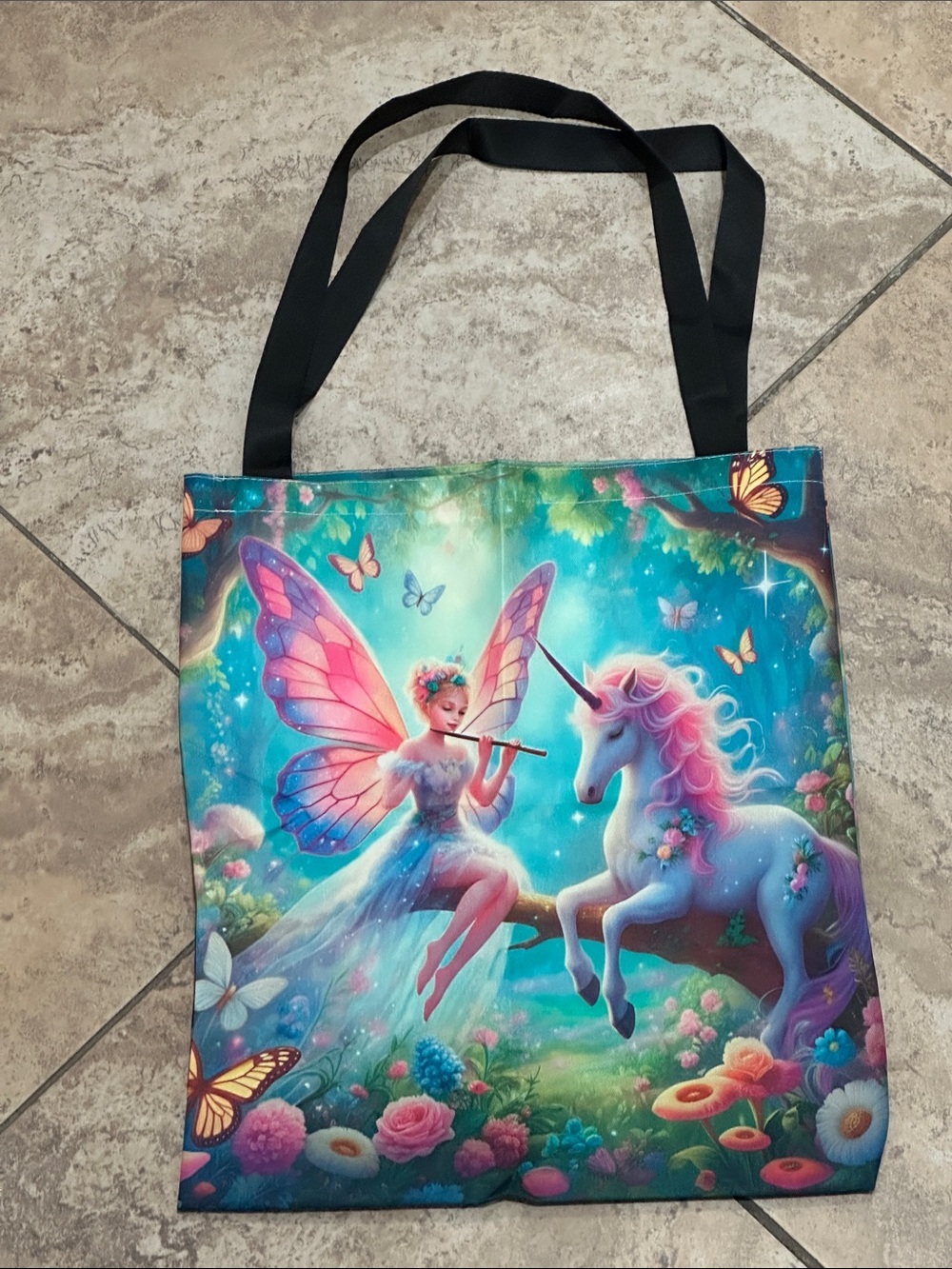 Fairy and Unicorn Tote Bag - Pink & Blue